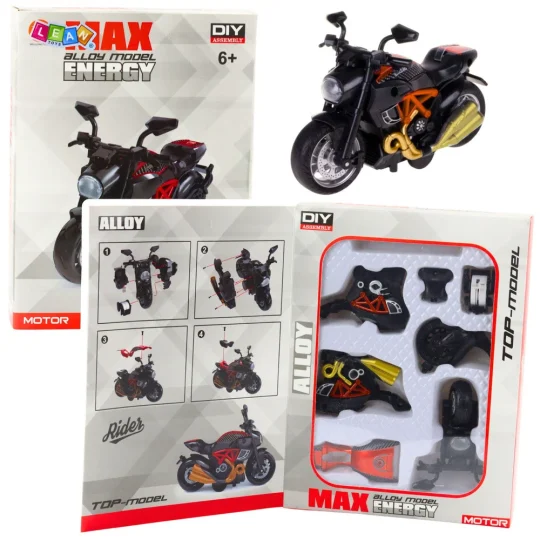 Motocikl Za Sastavljanje Od Vijaka, Metal 1:14, Crno Narančasta 1