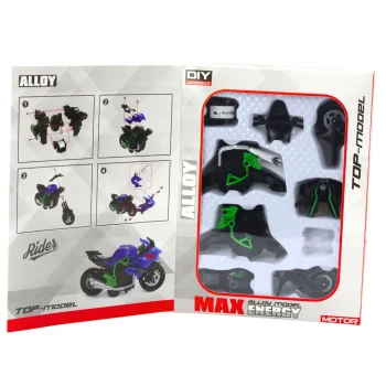 Motocikl Za Sastavljanje Od Vijaka, Metal 1:14, Zeleno Crni 3