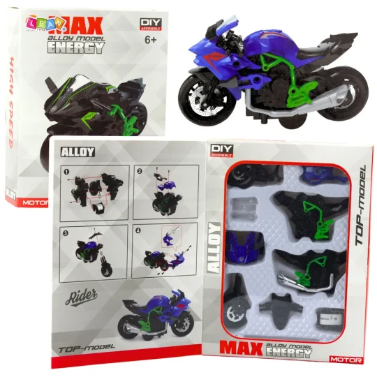 Motocikl Za Sastavljanje Od Vijaka, Metal 1:14, Zeleno Plavi 1