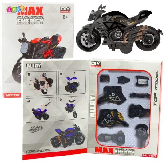 Motocikl Za Sastavljanje Od Vijaka, Metal 1:14, Zlatni Elementi, Crni 1