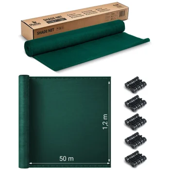 Mreža Za Sjenu 1,2 X 50 M 110 G/m2 + 50 Zelenih Stezaljki 3