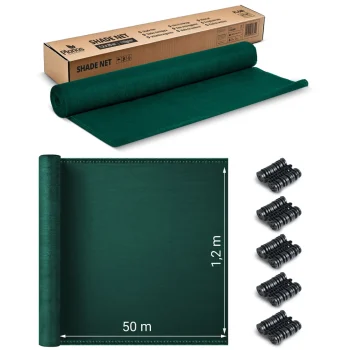 Mreža Za Sjenu 1,2 X 50 M 140 G/m2 + 50 Zelenih Stezaljki 3
