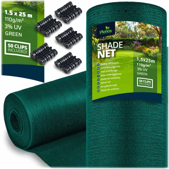 Mreža Za Sjenu 1,5x25m 110 G/m2 + 50 Zelenih Stezaljki 1