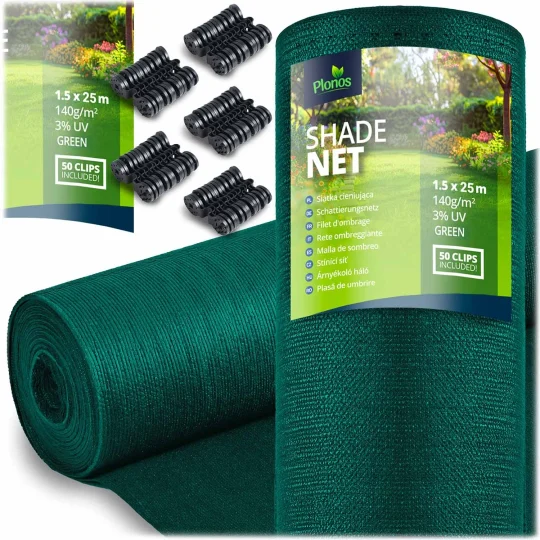 Mreža Za Sjenu 1,5x25m 140g/m2, Zelena 1