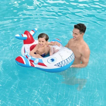 Napuhacni Ponton Za Plivanje Avion Za Djecu 3+ Bestway 109x97cm + Napuhacno Staklo, Plava 2