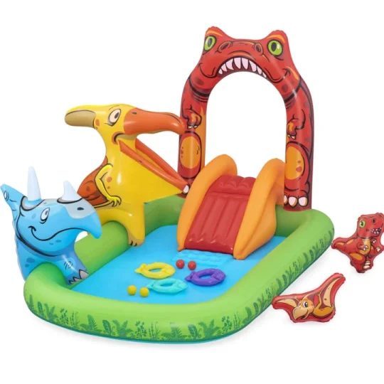 Napuhani Dječji Bazen Dinosaur World Za Djecu 2+ Bestway 241x140x137cm + Tobogan + Prskalica + Pribor 1
