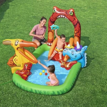 Napuhani Dječji Bazen Dinosaur World Za Djecu 2+ Bestway 241x140x137cm + Tobogan + Prskalica + Pribor 5