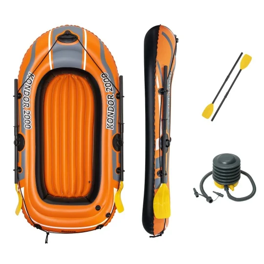 Napuhani Ponton Kondor 2000 Za Plivanje Za 2 Osobe Bestway 188x98x30 + 2 Vesla + Pumpa Za Noge 1