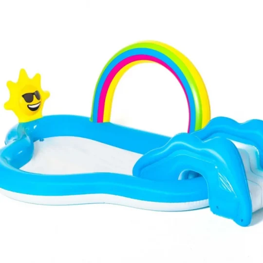Napuhano Igralište Za Vrt Sunny Rainbow 257x145x91cm Bestway + Tobogan 1