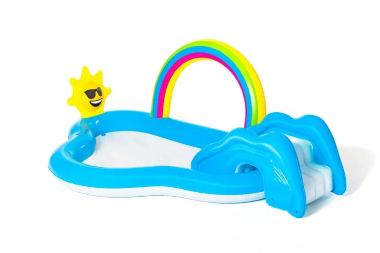 Napuhano Igralište Za Vrt Sunny Rainbow 257x145x91cm Bestway + Tobogan 1