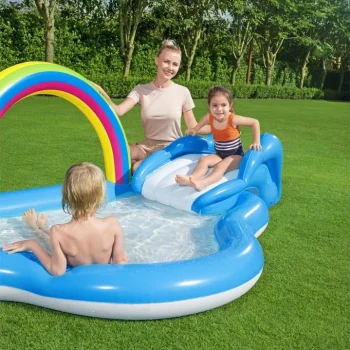 Napuhano Igralište Za Vrt Sunny Rainbow 257x145x91cm Bestway + Tobogan 2