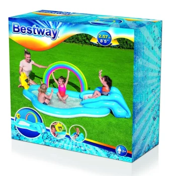 Napuhano Igralište Za Vrt Sunny Rainbow 257x145x91cm Bestway + Tobogan 6
