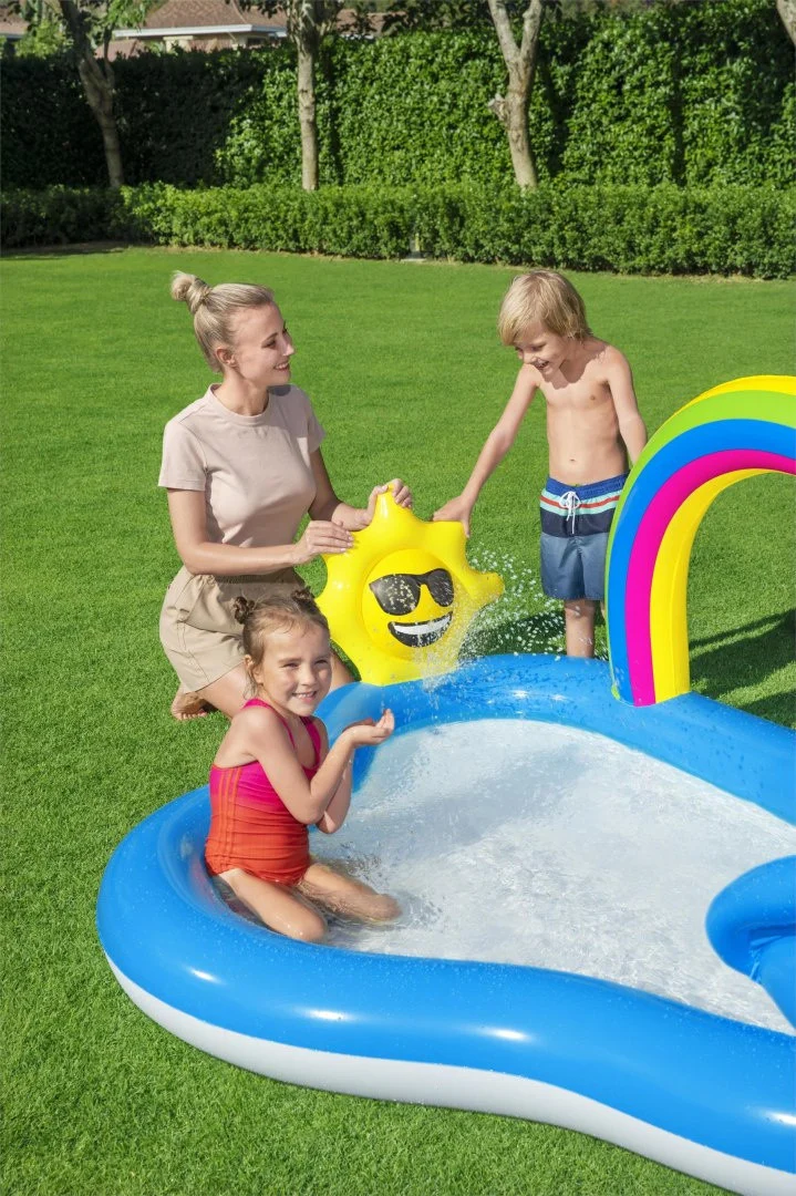 Napuhano Igralište Za Vrt Sunny Rainbow 257x145x91cm Bestway + Tobogan 7
