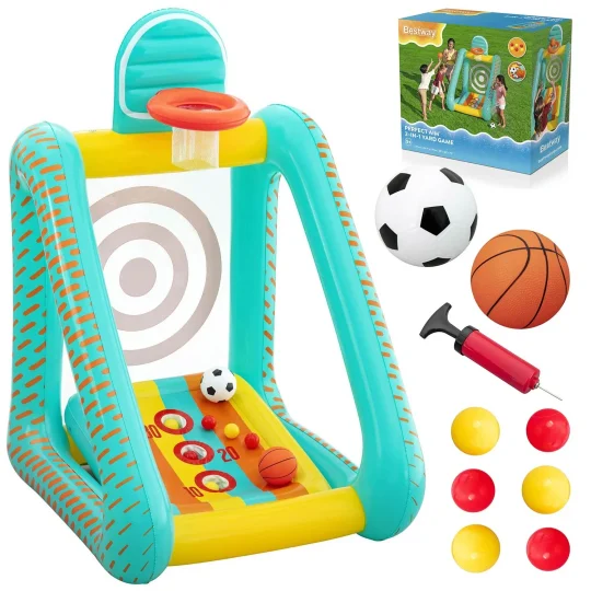 Napuhavanje Vrtne Igre 3u1 Košarkaški Nogometni Gol 127x109x178 Cm Bestway 52813 1