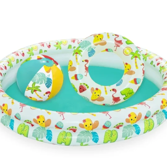 Napuhljivi 3 U 1 Dječji Bazen 122x20cm Tropical Bestway + Ploha Za Plivanje + Lopta Za Plažu 1