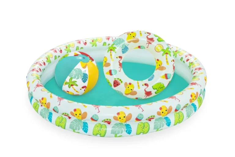 Napuhljivi 3 U 1 Dječji Bazen 122x20cm Tropical Bestway + Ploha Za Plivanje + Lopta Za Plažu 1