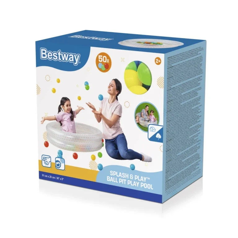 Napuhljivi Bazen 2 U 1 Za Djecu 2+ Ružičasti Bestway 91x20cm Dječji Bazen + Suhi Bazen + 50 Loptica 8