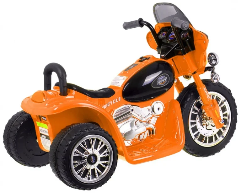Narančasti Motor Za Sjeckalicu Na Baterije Za Djecu + 3 Kotača + Zvukovi + Led Svjetla Motor Na Akumulator 3