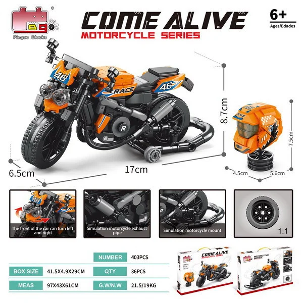 Narančasti Set Kockica Za Motocikle, 403 Dijela 4