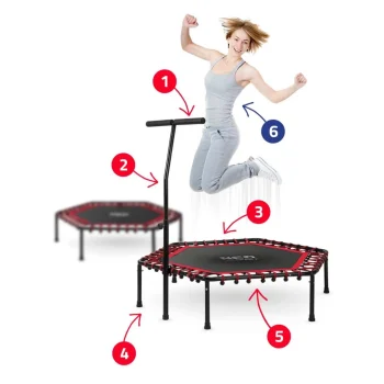 Neo Sport Fitness Trampolin S Ručkom 127 Cm, šesterokutni, Crveni 7