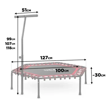 Neo Sport Fitness Trampolin S Ručkom 127 Cm, šesterokutni, Crveni 8