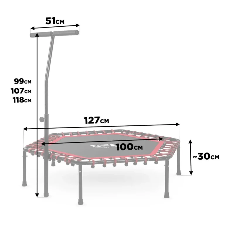 Neo Sport Fitness Trampolin S Ručkom 127 Cm, šesterokutni, Crveni 8
