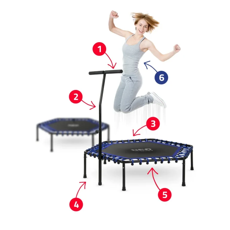 Neo Sport Fitness Trampolin S Ručkom 127 Cm, šesterokutni, Plavi 7