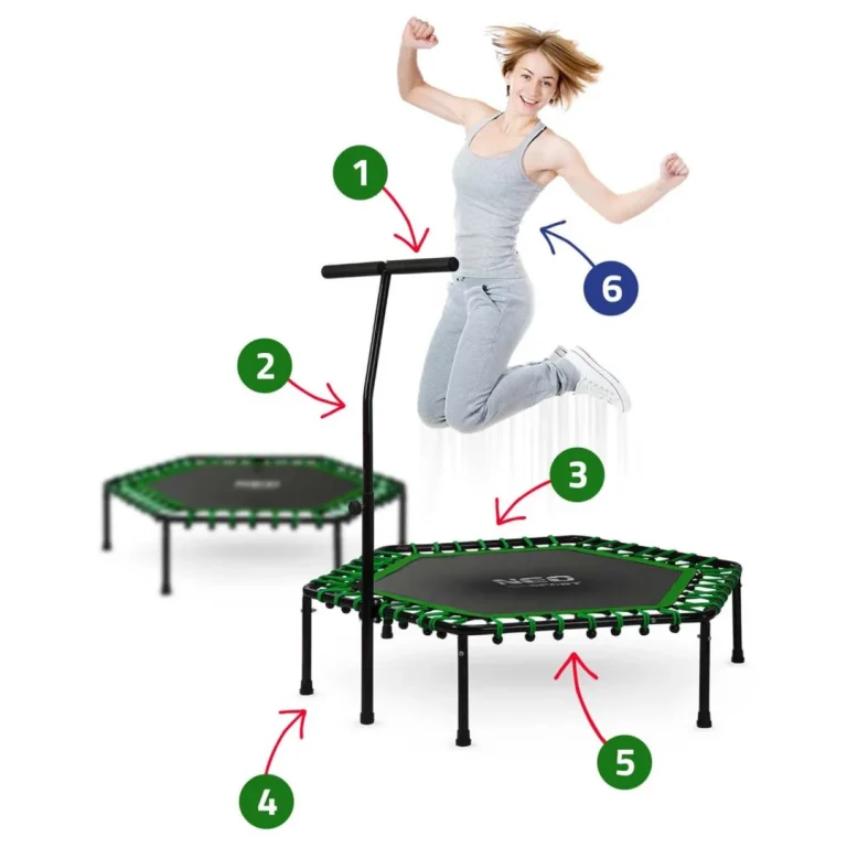 Neo Sport Fitness Trampolin S Ručkom 127 Cm, šesterokutni, Zeleni 7