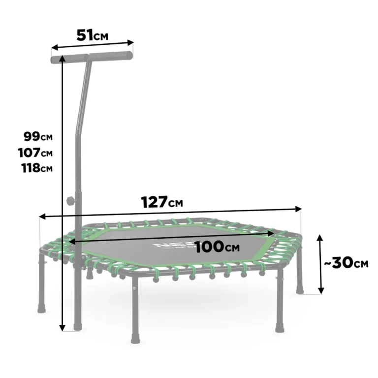 Neo Sport Fitness Trampolin S Ručkom 127 Cm, šesterokutni, Zeleni 8