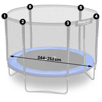 Neosport Vanjska Mreža 252 Cm 8 Ft 6 Kom, Siva, Var. Ns 08 191g Sz 2