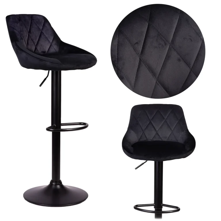 Nerra Sofa Crna Barska Stolica S Naslonom I Crnim Postoljem 1