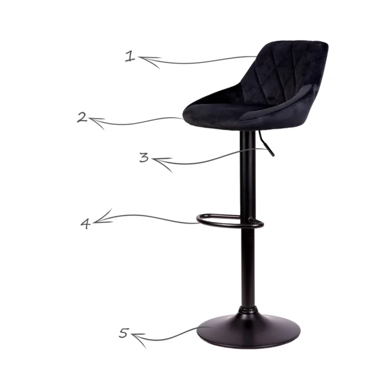 Nerra Sofa Crna Barska Stolica S Naslonom I Crnim Postoljem 4