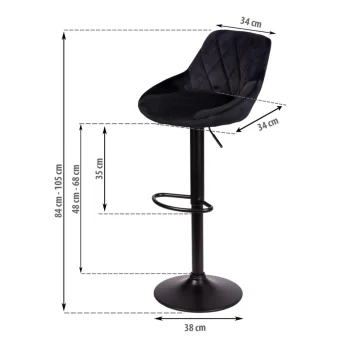 Nerra Sofa Crna Barska Stolica S Naslonom I Crnim Postoljem 5