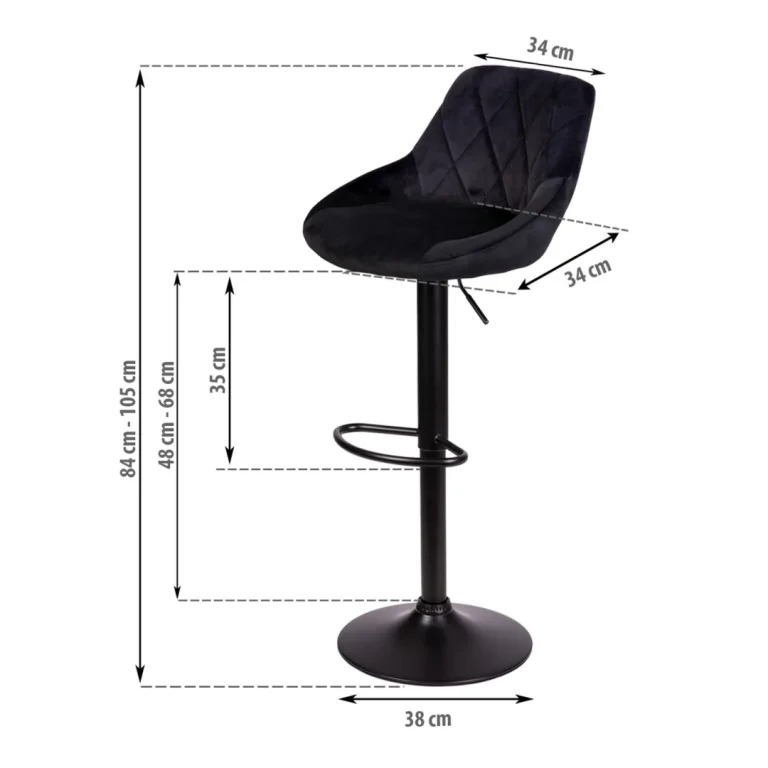 Nerra Sofa Crna Barska Stolica S Naslonom I Crnim Postoljem 5