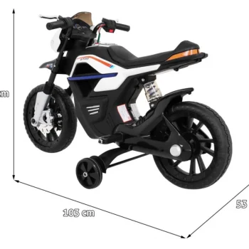 Night Rider Motor Na Baterije Za Djecu Bijeli + Pomoćni Kotači + Mp3 Usb + Gas, Bijela Motor Na Akumulator 2