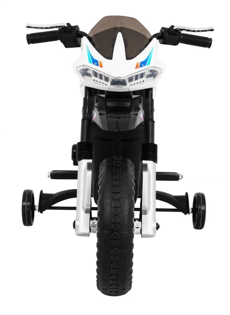 Night Rider Motor Na Baterije Za Djecu Bijeli + Pomoćni Kotači + Mp3 Usb + Gas, Bijela Motor Na Akumulator 3