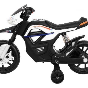 Night Rider Motor Na Baterije Za Djecu Bijeli + Pomoćni Kotači + Mp3 Usb + Gas, Bijela Motor Na Akumulator 4