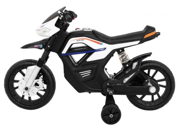 Night Rider Motor Na Baterije Za Djecu Bijeli + Pomoćni Kotači + Mp3 Usb + Gas, Bijela Motor Na Akumulator 4