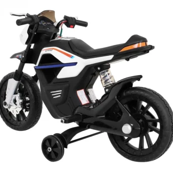 Night Rider Motor Na Baterije Za Djecu Bijeli + Pomoćni Kotači + Mp3 Usb + Gas, Bijela Motor Na Akumulator 5