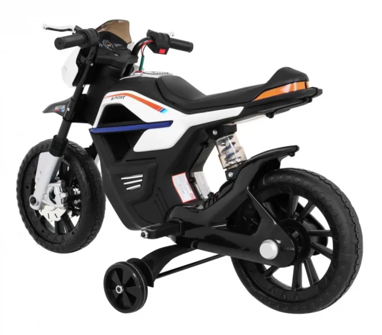 Night Rider Motor Na Baterije Za Djecu Bijeli + Pomoćni Kotači + Mp3 Usb + Gas, Bijela Motor Na Akumulator 5