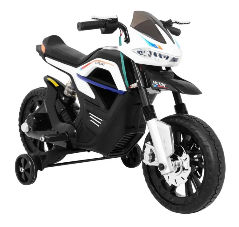 Night Rider Motor Na Baterije Za Djecu Bijeli + Pomoćni Kotači + Mp3 Usb + Gas, Bijela Motor Na Akumulator 7