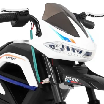 Night Rider Motor Na Baterije Za Djecu Bijeli + Pomoćni Kotači + Mp3 Usb + Gas, Bijela Motor Na Akumulator 8
