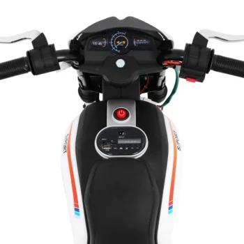 Night Rider Motor Na Baterije Za Djecu Bijeli + Pomoćni Kotači + Mp3 Usb + Gas, Bijela Motor Na Akumulator 9