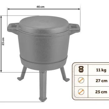 Odvojivi Kotao Od Lijevanog željeza Od 8l + Roštilj Od Tave Bd 480 348000 4