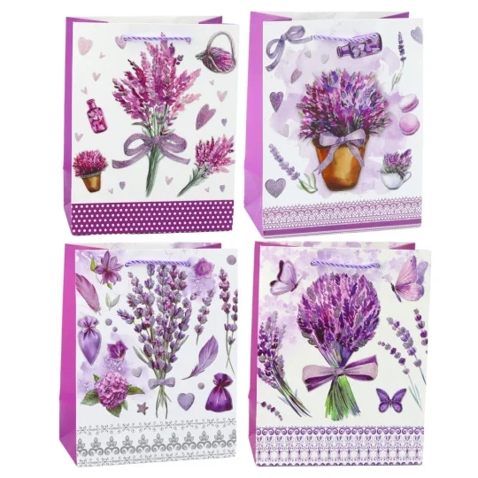 Papirnata Poklon Vrećica Boje Lavande Sa šljokicama 23 X 18 X 10,5 Cm 1