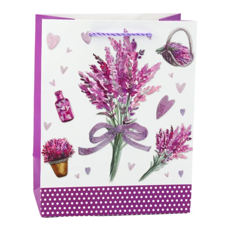 Papirnata Poklon Vrećica Boje Lavande Sa šljokicama 23 X 18 X 10,5 Cm 2