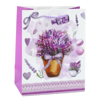 Papirnata Poklon Vrećica Boje Lavande Sa šljokicama 23 X 18 X 10,5 Cm 3