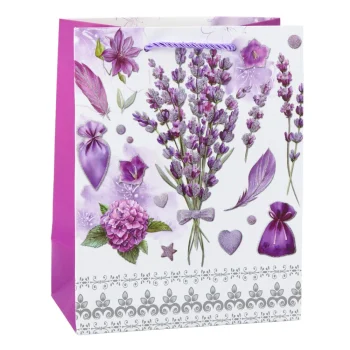 Papirnata Poklon Vrećica Boje Lavande Sa šljokicama 23 X 18 X 10,5 Cm 4
