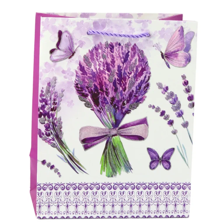Papirnata Poklon Vrećica Boje Lavande Sa šljokicama 23 X 18 X 10,5 Cm 5