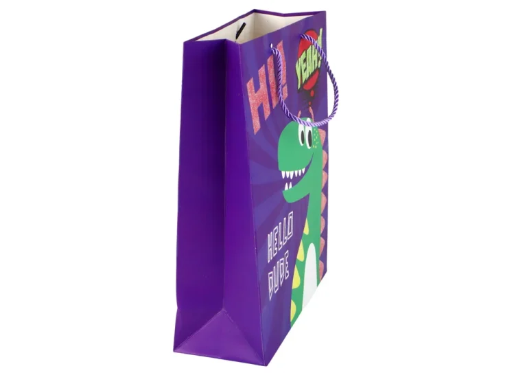 Papirnata Poklon Vrećica S Dinosaurima Ljubičasta 32 × 26 × 10 Cm 3